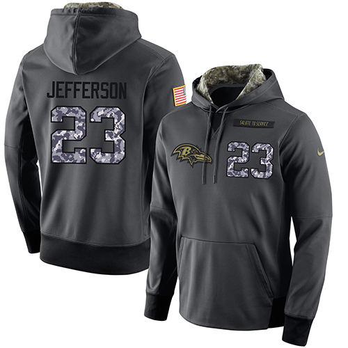 NFL Men's Nike Baltimore Ravens #23 Tony Jefferson Stitched Black Anthracite Salute to Service Player Performance Hoodie - Click Image to Close